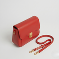 Red Structured Top Handle Crossbody Bag